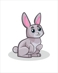 Adult cute Rabbit - vector drawing - isolate white background