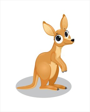 Little cute Kangaroo with big eyes - vector drawing - isolate white background