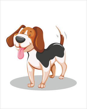 Cheerful and cute Dog -vector drawing -isolated white background