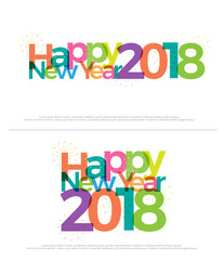 Happy new year 2018 Colorful Fireworks on white background. 2018 logo design colorful sparkle for postcard, banner, gift, card, t-shirt, and printing. vector illustrator