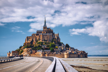 Fototapeta na wymiar Magnificent Mont Saint Michel cathedral on the island, Normandy, Northern France, Europe