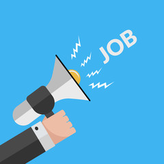 Hand holding megaphone job announcement design vector eps 10