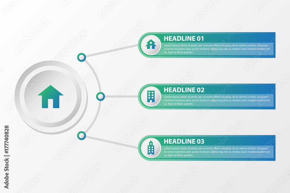 Poster presentation business infographic template with three options. vector illustration of a blue and gre