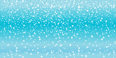 vector illustration of doodle star and dot as falling snow on blue background