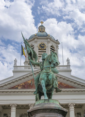 statue of godfroy de boullion at place royale brussels belgium