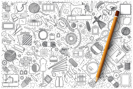Hand drawn set of handmade vector doodles