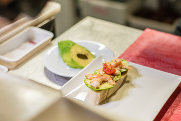Preparing tapas in Granada, Andalucia, Spain.