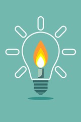 Candle on light bulb. Stock flat vector illustration.