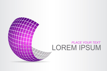 Logo stylized spherical surface with abstract shapes