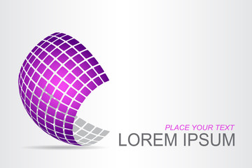 Logo stylized spherical surface with abstract shapes