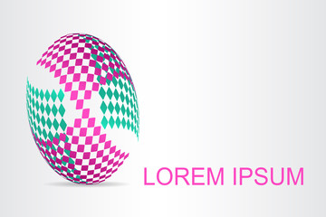 Logo stylized spherical surface with abstract shapes
