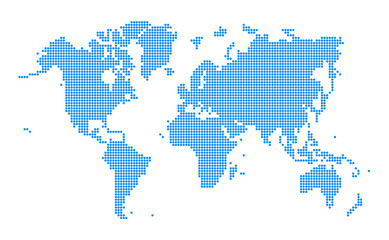 Fototapeta na wymiar Blue World map dotted style