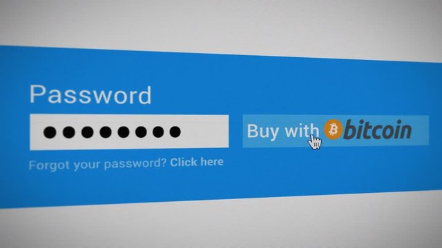 Online Payment Internet digital Banking Technology Concept, buy bitcoin button typing password, animation