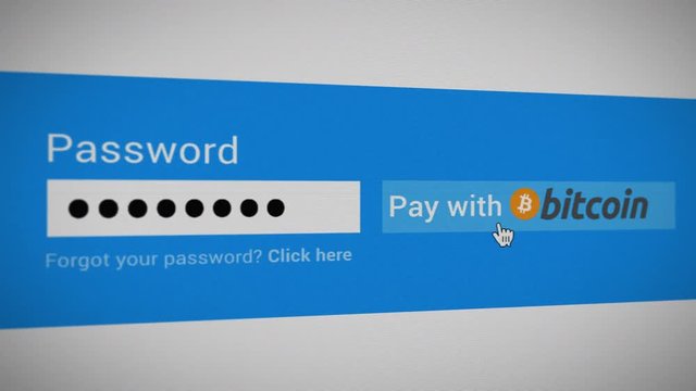 pay bitcoin button entering password, Online Payment Internet Banking Technology Concept animation
