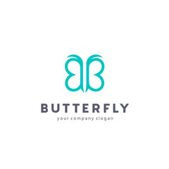 Vector log design. Butterfly sign