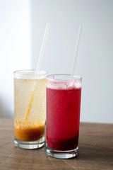 Raspberry and apricot homemade lemonades