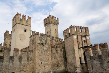 Medieval port fortification of the Scaliger Castle in Sirmione, Italy