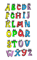Funny cartoon multicolor alphabet. Vector illustration.