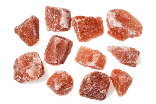 Himalayan Pink Rock Salt Isolated Against White Background.