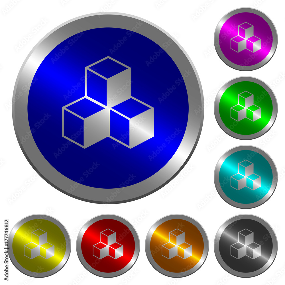 Poster cubes luminous coin-like round color buttons
