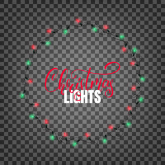 Christmas lights. Realistic design elements for Xmas. Glowing lights for winter holidays. Shiny garlands for Christmas and New Year