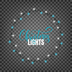 Christmas lights. Realistic design elements for Xmas. Glowing lights for winter holidays. Shiny garlands for Christmas and New Year