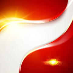 Abstract bright template with color waves and white text place. Vector illustration.