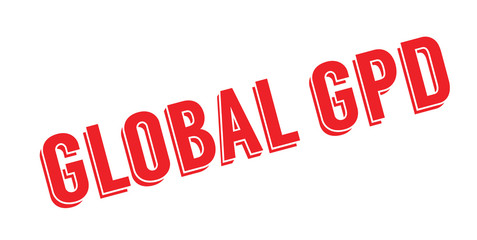 Global GDP rubber stamp. Grunge design with dust scratches. Effects can be easily removed for a clean, crisp look. Color is easily changed.