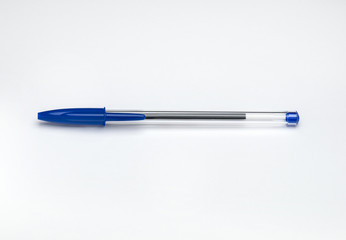 Blue ballpoint pen isolated on white background