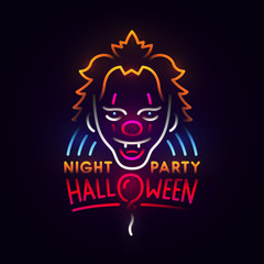 Clown abstract logo. Night paty. Happy Halloween. Logo, label, emblem
