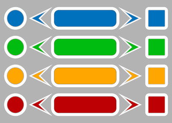 Multicolored buttons for web content.