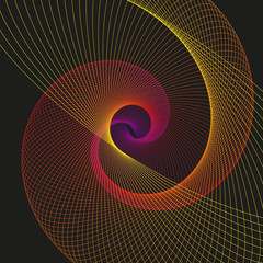 Modern abstract vector illustration. Colorful digital futuristic linear shape. Beauty of complex contemporary technologies. Geometric background with radiant round swirl. Element of design.