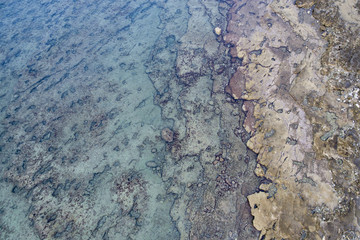 aerial view of stone coast in croatia in summer