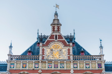 Fototapeta premium Amsterdam central railway station in Netherlands.