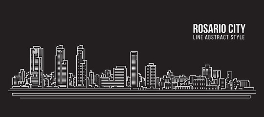 Cityscape Building Line art Vector Illustration design - Rosario city