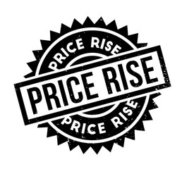 Price Rise rubber stamp. Grunge design with dust scratches. Effects can be easily removed for a clean, crisp look. Color is easily changed.