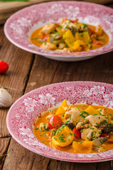 Chicken curry vegetable delish food