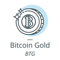 Bitcoin Gold cryptocurrency coin line, icon of virtual currency vector