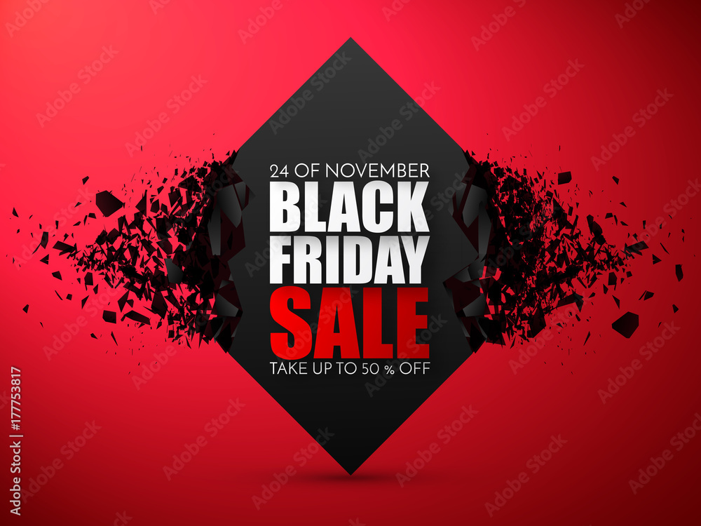 Poster black friday sale abstract background. vector banner with explosion effect.