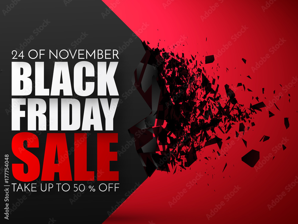 Poster black friday sale abstract background. vector banner with explosion effect.