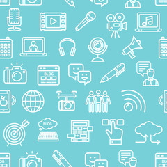 Blogging Pattern Background on a Blue. Vector