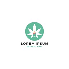 cannabis ice cream logo vector icon template