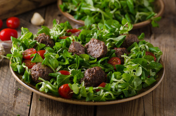 Meatballs beef with fresh salad