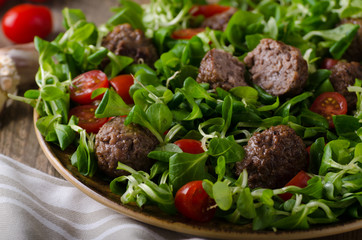 Meatballs beef with fresh salad