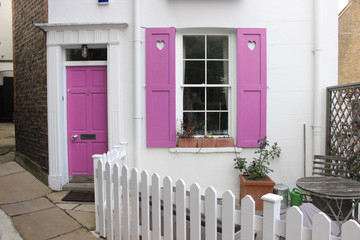 Pink and white house in London.
