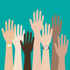 Raised hands vector