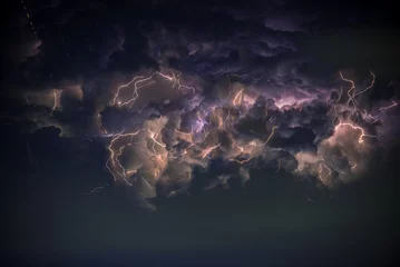 Deurstickers Lightning in storm cloud, Star on the sky © GGallery