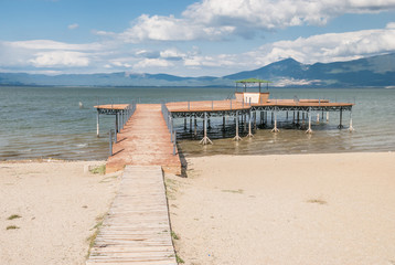 Wooden pier by Lake Prespa, Macedonia