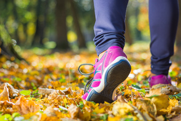 Close up of feet of a girl runner