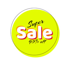 Banner Super Sale 90% off Discount Sticker  Vector